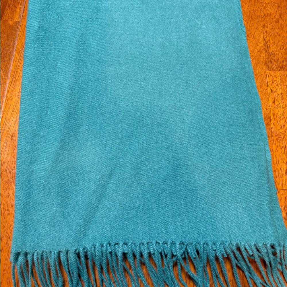Teal Fringe Wrap Scarf Cashmere & Poly